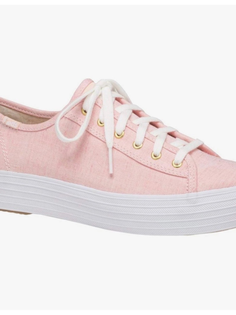 Keds Pink “Triple Kick Chambray”Canvas 1” Platform Sneakers